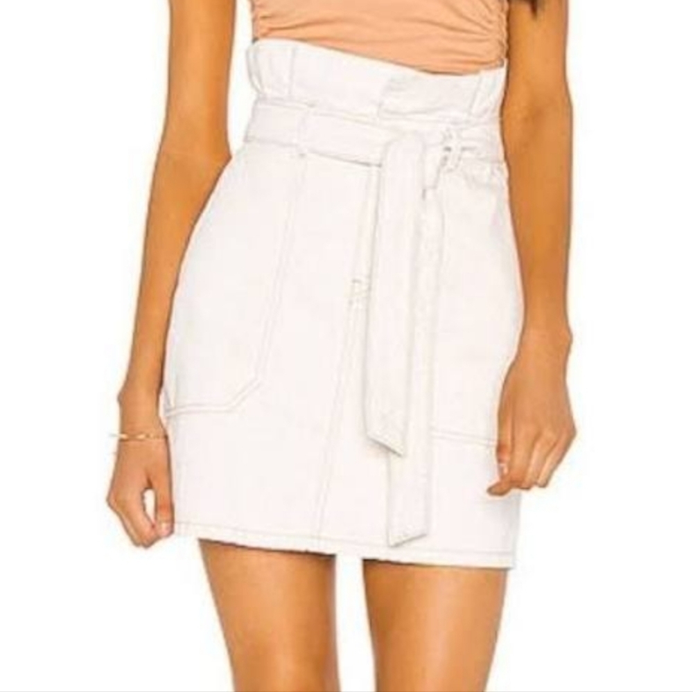 Free People High Rise Denim Skirt In Ecru Size 4